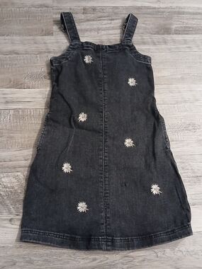 abercrombie kids Black Denim Daisy Pinafore Dress SIZE 9/10